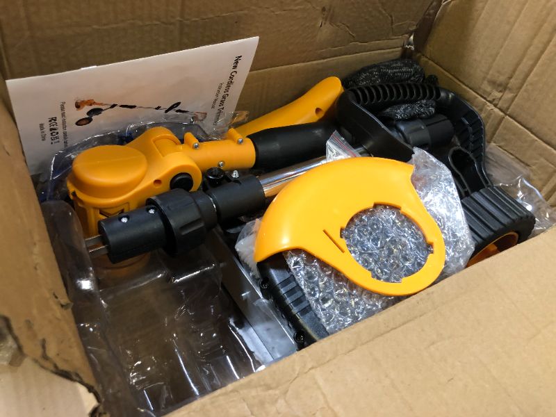 Photo 1 of Electric  Wacker Cordless Weed Eater Battery Powered 21V, 4-in-1 Brush Cutter/String Trimmer/Grass Trimmer/Lawn Mower, 6 inch Lightweight Edger Stringless Weed Trimmer with Wheel & Blade,2 Battery