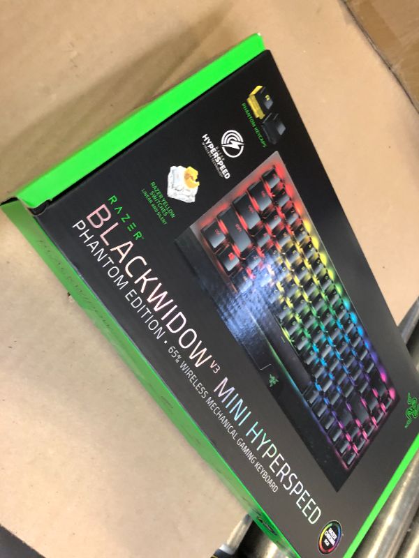 Photo 1 of Razer BlackWidow V3 Mini HyperSpeed 65% Wireless Mechanical Gaming Keyboard: Yellow Mechanical Switches Linear & Silent - Phantom Pudding Keycaps - Chroma RGB - Up to 200 Hr Battery - Snap Tap