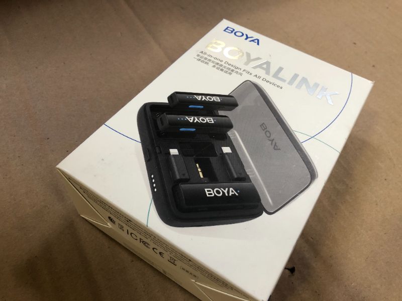 Photo 1 of BOYA BOYALINK 2 Wireless Lavalier Microphone for iPhone Camera Android, Mini Lapel Micophone Wireless, 48 KHz 24 Bit, 6mm Mic, 1000ft, 30h Use, Noise Cancelling, Clip on Mic USB-C/Lightning/3.5mm TRS