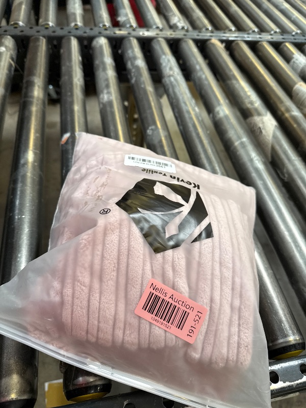 Photo 1 of Kevin Textile Set of 2, Decorative Plush Velvet Corduroy Striped Throw Euro Pillow Sham Cushion Covers Valentines Day Gifts for Sofa, 22x22 inches (55cm), Baby Pink