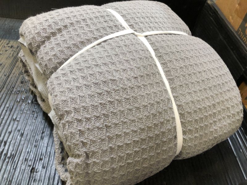 Photo 1 of 100% Cotton Salt Earth Throw Blanket, King, 106"X92" Waffle Throws For Home, Bedrooms, Outdoor Couch & Office Couch, Modern Room Decor Blankets, Lightweight, All Season Western Blanket (Scottish Grey)