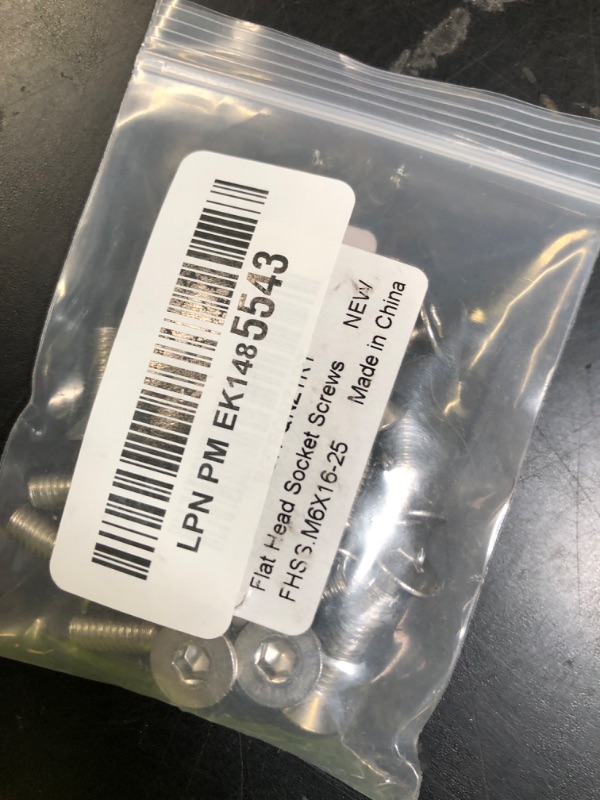 Photo 1 of M6-1.0 x 16mm Flat Head Socket Cap Screws, Stainless Steel 18-8 (304), Bright Finish, DIN 7991, Allen Socket Drive, 25 PCS