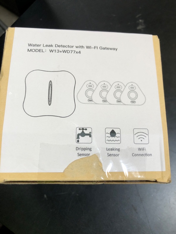 Photo 1 of Smart Water Leak Detectors for Home WiFi with App Alerts, Stechro Ajustable 120dB Water Sensor Alarm Leak Detector for Basements Sink Kitchen Laundry, 4 Water Sensors & 1 Rechargeable Gateway