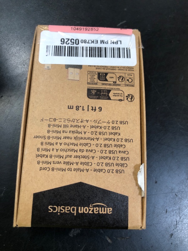 Photo 1 of Amazon Basics USB-A to Mini USB 2.0 Cable, 480Mbps Transfer Speed with Gold-Plated Plugs, 6 Foot, Black