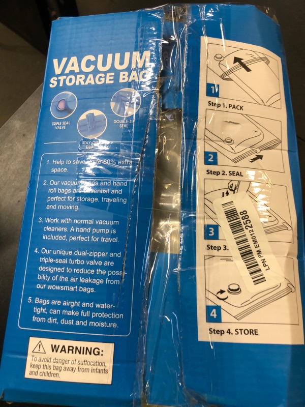 Photo 1 of 12 Space Saver Vacuum Storage Bags, Vacuum Sealed Storage Bags (3 Jumbo/3 Large/3 Medium/3 Small) with Hand Pump, Vacuum Seal Bags for Clothing, Comforters, Pillows, Towel, Blanket Storage, Bedding