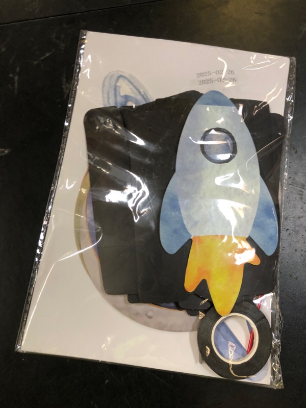 Photo 1 of Bessmoso Outer Space First Birthday Banner Houston We Have a One Year Old Party Decorations Rocket Astronaut Solar System Planet 1st Celebration Party Hanging First Trip Around The Sun Supplies