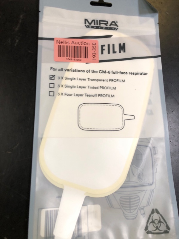 Photo 1 of MIRA SAFETY M PROFILM Peel Off Lens Cover Visor Protectors for Full Face Respirator (Single Clear)