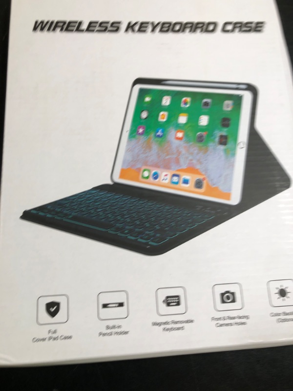 Photo 1 of BLUTLOTUS Keyboard Case for iPad 9.7 inch 5th 6th Generation,360° Rotatable iPad Air 2 Keyboard Case with Pencil Holder(2018/2017/2014),7 Color Backlit Removable Bluetooth Smart Folio Cover (Black)