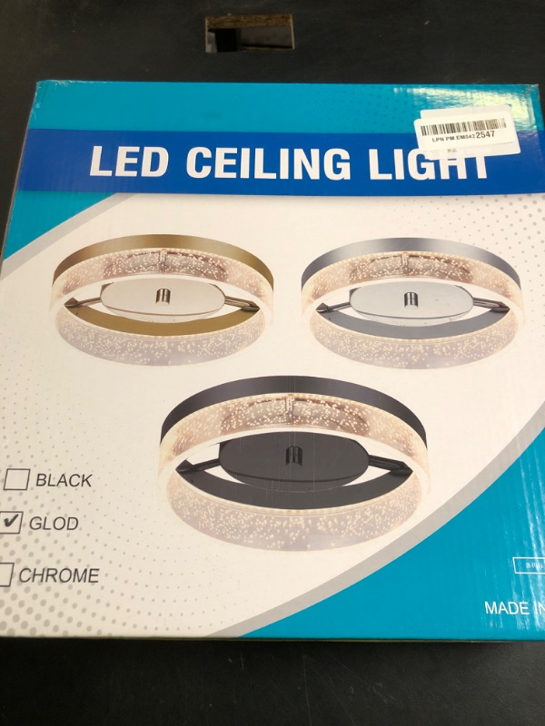 Photo 1 of Jaycomey Modern LED Ceiling Light Fixture, 11.65" Flush Mount Kitchen Lighting Gold with Clear Seeded Acrylic Lampshade,Round Ceiling Lamp Lights for Hallway Dining Room