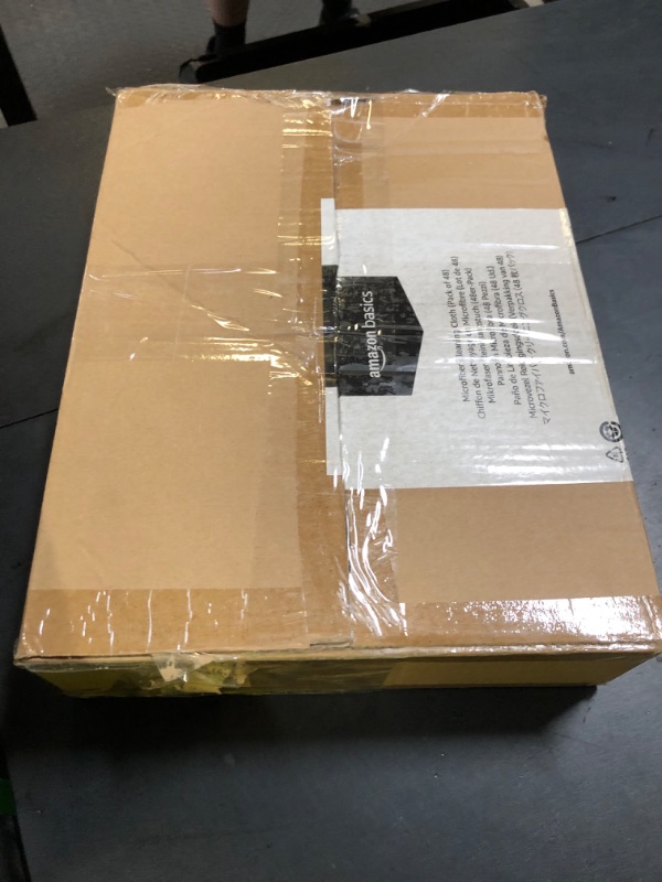 Photo 1 of Amazon Basics Microfiber Cleaning Cloths, Non-Abrasive, Reusable and Washable, Pack of 48, Blue/White/Yellow, 16" x 12"