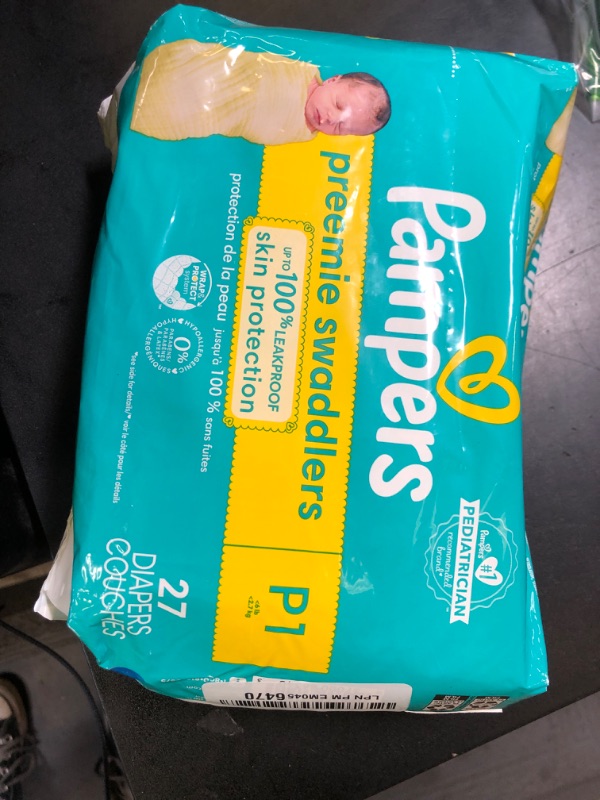 Photo 1 of Pampers Baby Diapers - Swaddlers - Size P1, 27 Count, Ultra Absorbent Disposable Preemie Diaper