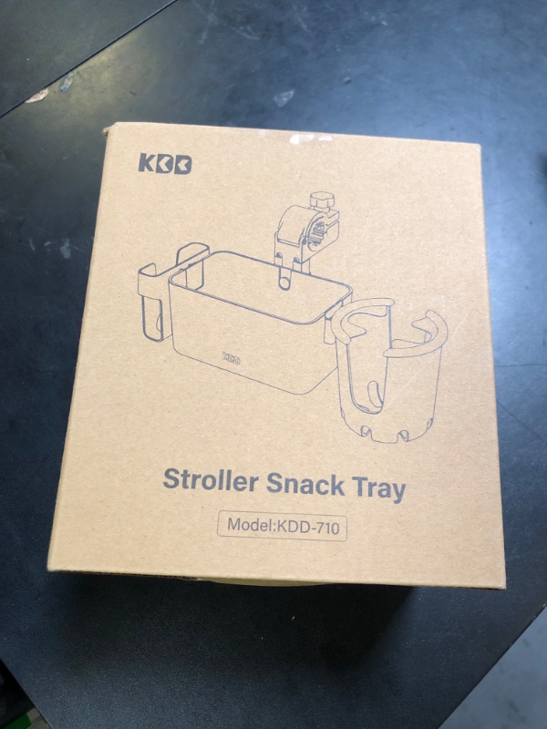 Photo 1 of Stroller Cup Holder with Snack Tray, 3-in-1 Universal Stroller Tray with & Phone Holder, Removable Drink Holder, 360 Rotation Tray Attachment for Nuna, Wheelchair, Bike, Walker, Scooter (Grey)
