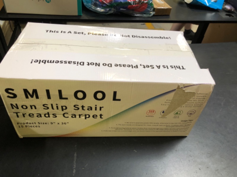 Photo 1 of SMILOOL Stair Treads Non Slip for Wooden Steps Indoor 9" x 36" 15 Pack Extra Wide Stairs Tread Carpet Runner, Step Pads with Reusable Adhesive for Dogs Kids Elders, Machine Washable, Brown