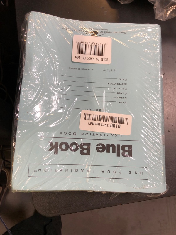 Photo 1 of ROARING SPRING Exam Blue Books, 100 Pack, 8.5" x 7", 4 Sheets/8 Pages, Wide Ruled with Margin, Proudly Made in the USA