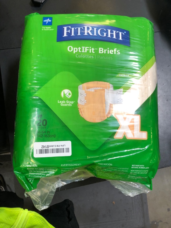 Photo 1 of FitRight Extra+ OptiFit Heavy Absorbency Adult Diapers, FSA/HSA Eligible,20 Count, Waist Size 56"-64" ,XL , Incontinence Briefs for Men and Women, Disposable, Moisture Wicking, Leak Protection