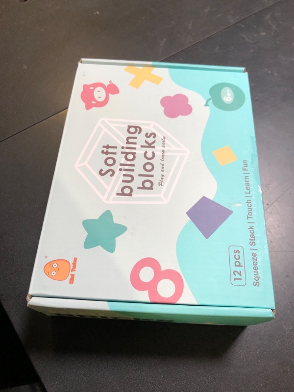 Photo 1 of Mini Tudou Baby Blocks Soft Building Blocks Baby Toys Teethers Toy Educational Squeeze Play with Numbers Animals Shapes Textures 6 Months and Up 12PCS