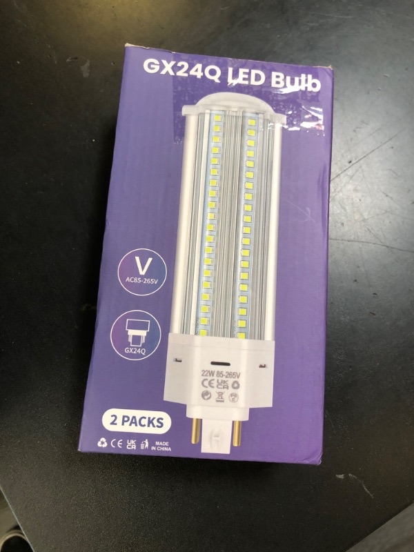 Photo 1 of Aluxcia GX24QG24Q LED 4-Pin Base Light Bulb 22W (42W CFLCompact Fluorescent Lamp Equivalent) GX24 LED PL-C Recessed Lamp, RemoveBypass The Ballast, 6000K, 2-Pack, 22 Watts, 2 Pack, Daylight