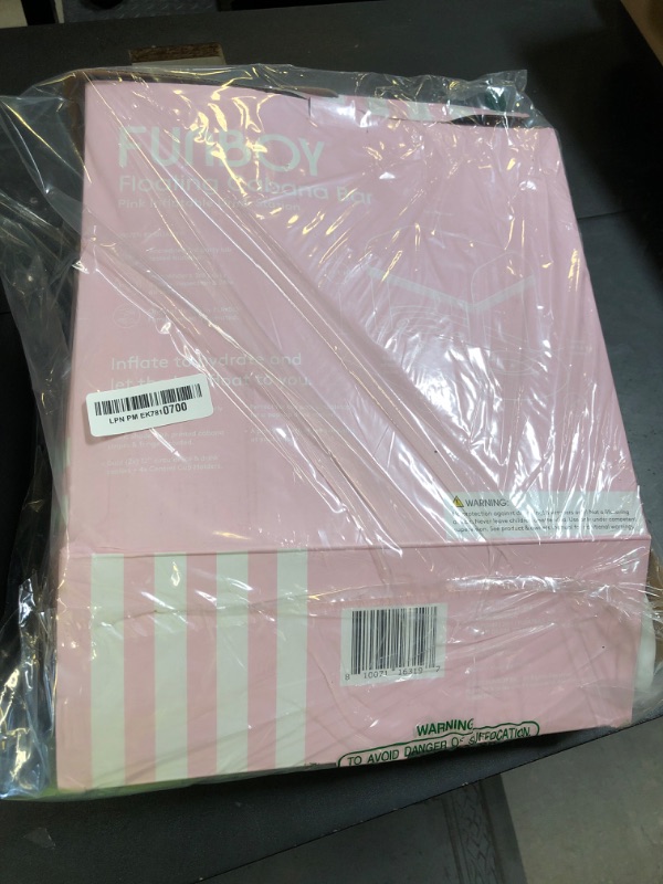 Photo 1 of FUNBOY Giant Floating Pink Cabana Stripe Drink Station, Removable Fabric Shade with Fringe, Perfect for Parties, Table-Top Decorations and in-Pool Refreshments.