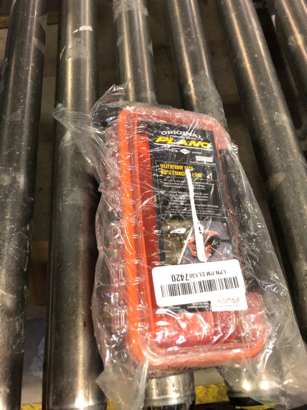 Photo 1 of Plano Guide Series 3500 Field Box Waterproof Case, Orange, Small, Waterproof Dry Box with Wrist Strap for Boat, Kayak, and Camping, Outdoor Gear Storage