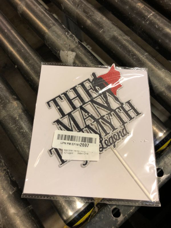 Photo 1 of Black Glitter The Man The Myth The Legend Cake Topper,Father's Day Cake Decor, Father Birthday Party Decorations,Superman Theme Party Supplies.