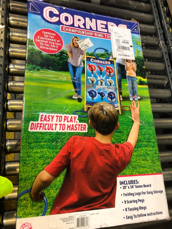 Photo 1 of Corners Championship: Ring Toss Reinvented - Yard & Party Game, Wooden Peg Board, Competition Scoring Game, Indoor & Outdoor, Family & Friends Ages 6+