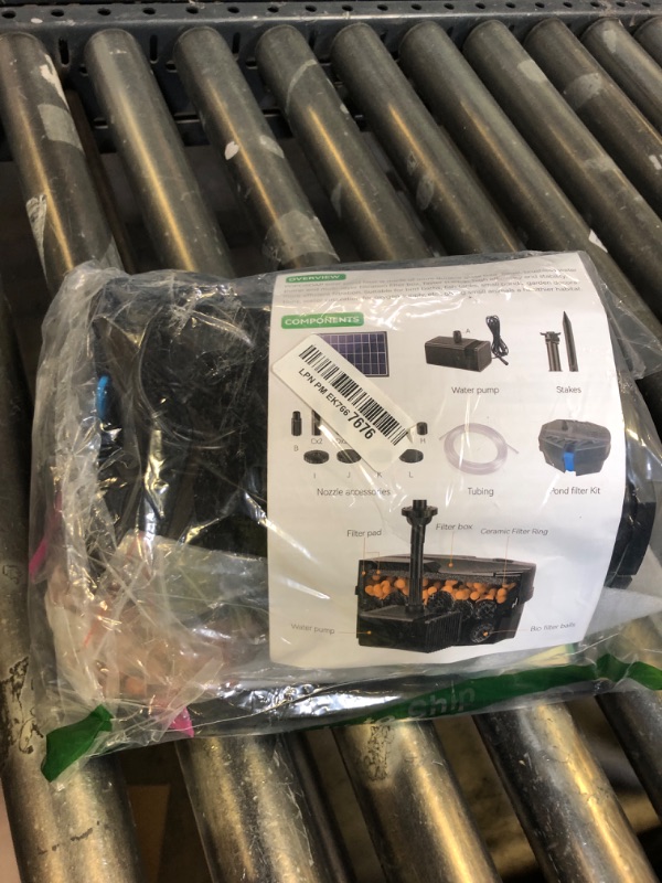 Photo 1 of POPOSOAP Solar Pond Filter Built-in 3000mAh Battery Backup, 8W Solar Pond Filter with Water Pump, Pond Filter with Water Shortage Protection & Clear Tubing for Ponds Fish Tank Bird Bath Garden