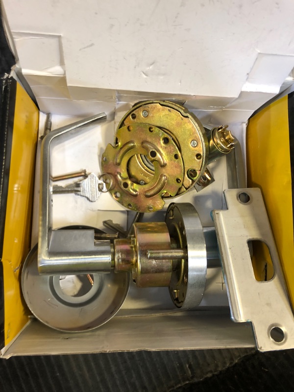 Photo 1 of HISAFE Storeroom Door Handle Heavy Duty Grade 2 Commercial Door Locks, Non-Handed, UL 3 Hour Fire Rated, ADA Compliant, Satin Chrome Finish 26D, 2-3/4''Backset, X-XG-ST-70