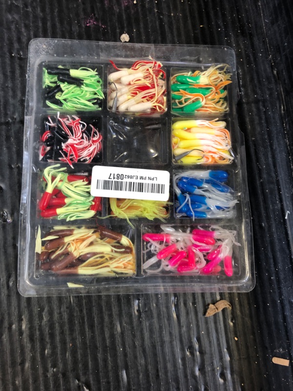 Photo 1 of VMSIXVM 165 Pcs Tube Lures Crappie Lures with Jig Heads Soft Plastic Baits for Bass Fishing, Tube Worms Jigs Hooks Rigs Swimbait for Freshwater Saltwater
