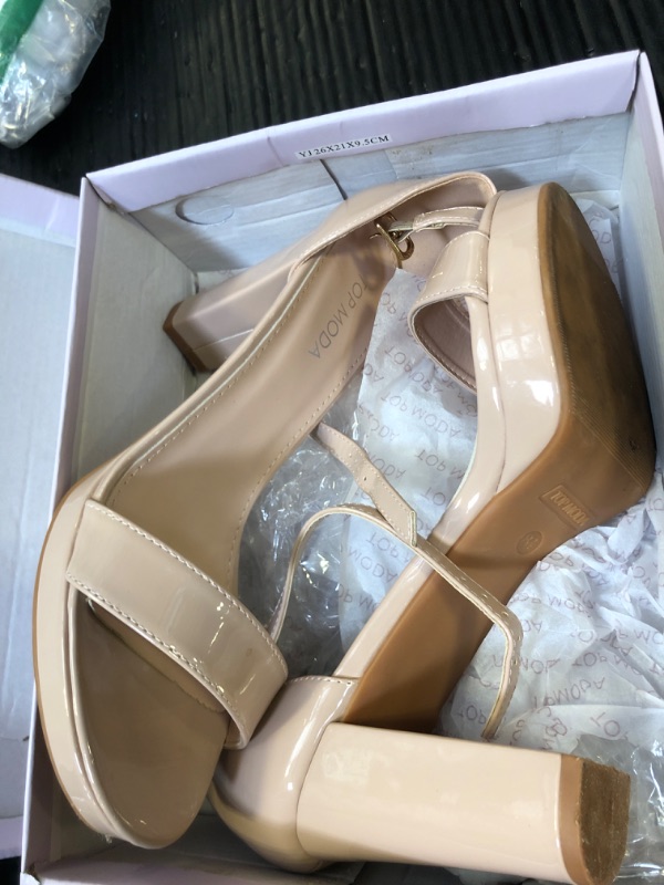 Photo 1 of TOP Moda Over the Toe Strap Ankle Strap Platform High Heel Open Toe Dress Sandal, Nude, 8.5