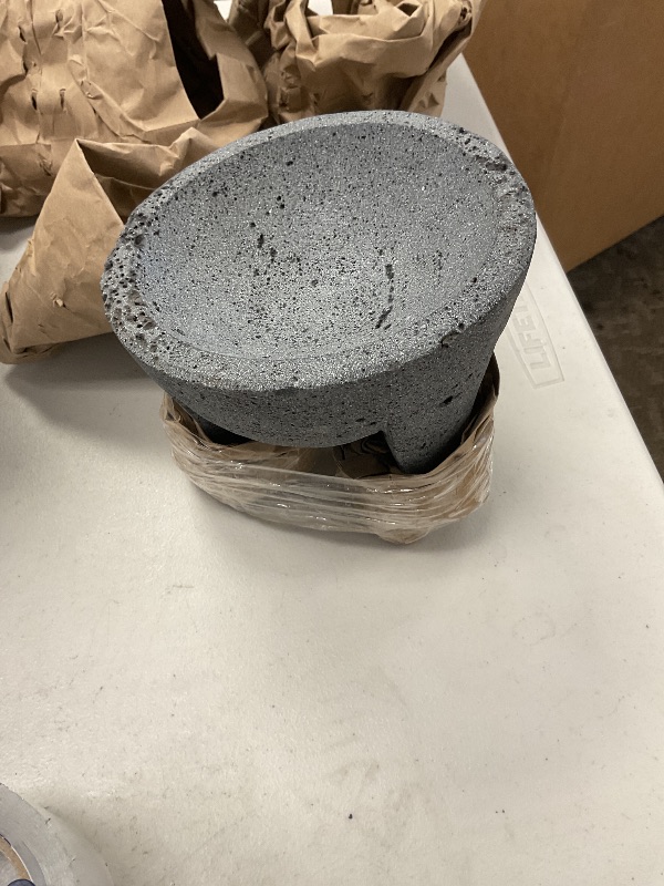 Photo 1 of Molcajete 6 in Mexican, Handmade with Natural Volcanic Stone, Artisanal Kitchen Utensil for Grinding with Pores for Crushing, Specially Designed for Grinding Spices, Sauces, and Guacamole