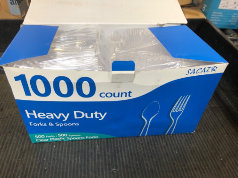 Photo 1 of 1000 Count Plastic Silverware Heavy Duty - 500 Spoons, 500 Forks, BPA-Free, Heat Resistant, Disposable Plastic Utensils Set, Plastic Cutlery Set, Plasticware Bulk for Party
