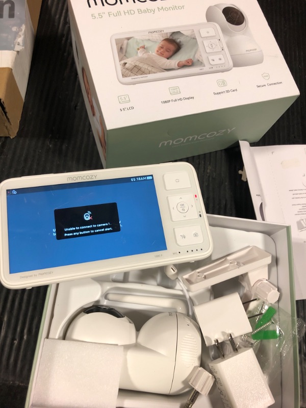 Photo 1 of Momcozy Video Baby Monitor, 5.5” 1080P Full HD Baby Monitor with Camera No WiFi, Infrared Night Vision, 5800mAh 120-hrs Battery, ECO, VOX, 2-Way Audio, 1640ft Range, Record and Rewind Locally, BM03