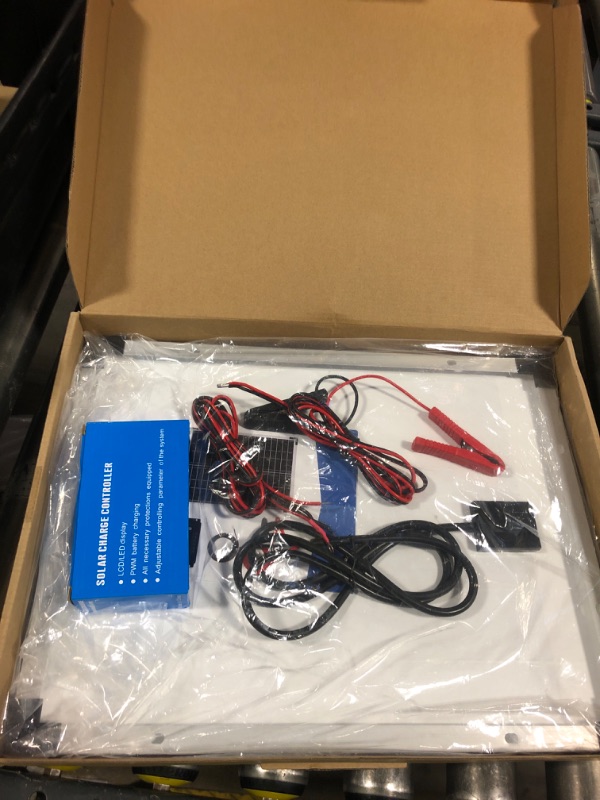 Photo 1 of TBER Solar Panel Kit 25W 12V, Solar Battery Charger with 10A Charge Controller and Extension Cables with Battery Clips O-Ring Terminal for Car Motorcycle RV Marine Boat Camper Other Off Grid System