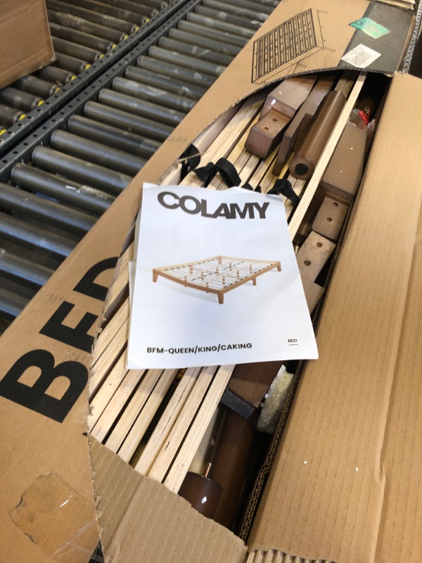 Photo 1 of COLAMY 12 Inch Queen Size Platform Bed Frame?Sturdy Wood Bed Frame with Wood Slat Support, No Box Spring Needed, Easy Assembly?Rustic Pine?

