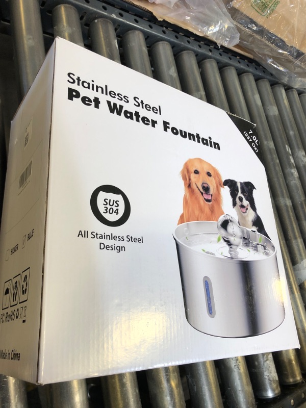 Photo 1 of Dog Water Fountain,7L/1.8Gal/236oz Stainless Steel Dog Water Bowl Dispenser,Auto Pet Water Fountain with Spherical Fountain Spout,Ultra-Quiet Pump,5-Layer Filtered Water Fountain for Large Dogs