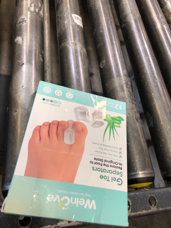 Photo 1 of Welnove 12-Pack Gel Toe Separators – Bunion Pads – Toe Spacers for Straightening Overlapping Toes for Men and Women - Transparent