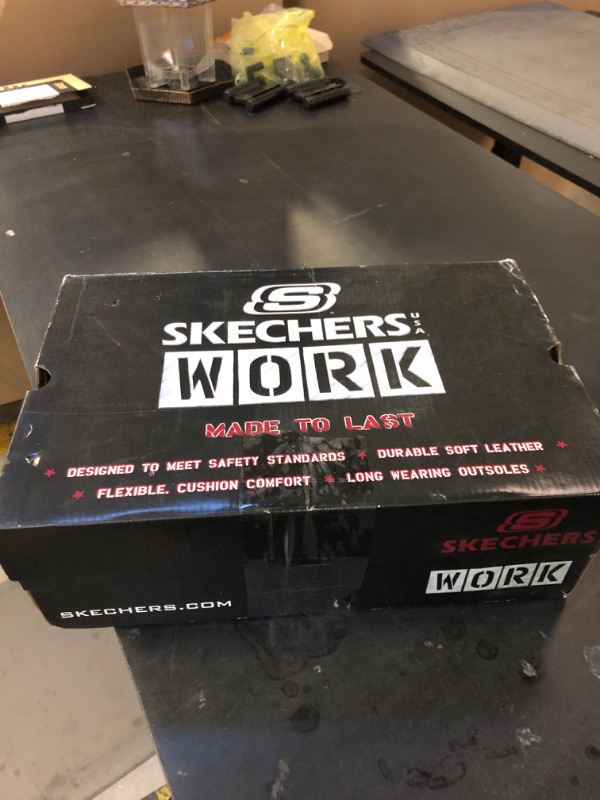 Photo 1 of Skechers Men's Cankton Steel Toe Construction Shoe – Electrical Hazard Rated, Memory Foam, Black/Charcoal, 9.5 Wide