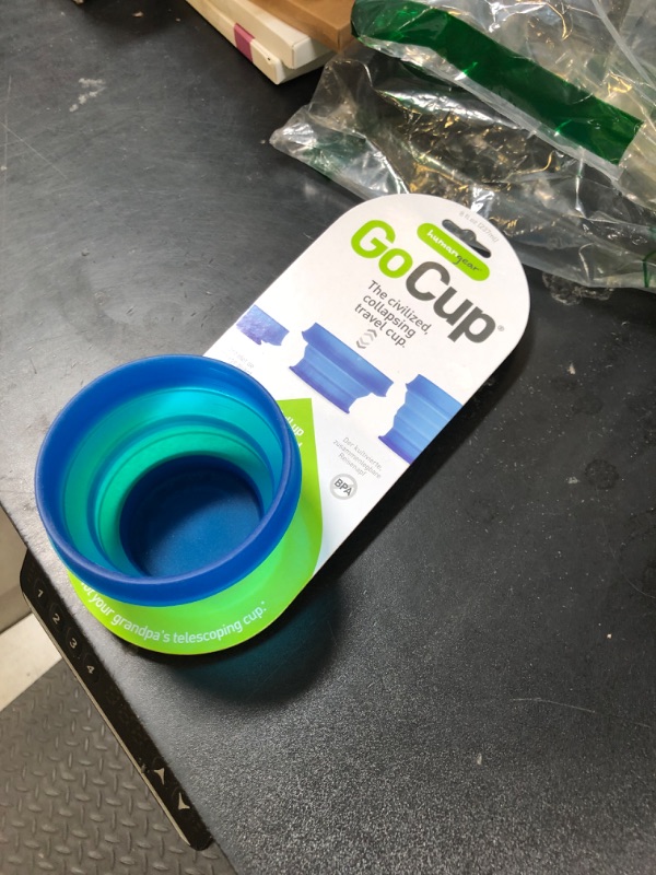 Photo 1 of humangear GoCup | Compact Storage | On the Go Cup | BPA-free, PC-free, Phthalate-Free, Large (8 fl.oz/237ml), Blue missing top