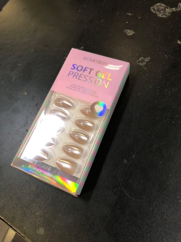 Photo 1 of BTArtbox Press On Nails Almond - Soft Gel Fake Nail with Nail Glue, Reusable Opaque Short Stick On Nails in 16 Sizes Nail Kit for Gift Idea, Aurora Cat Eye