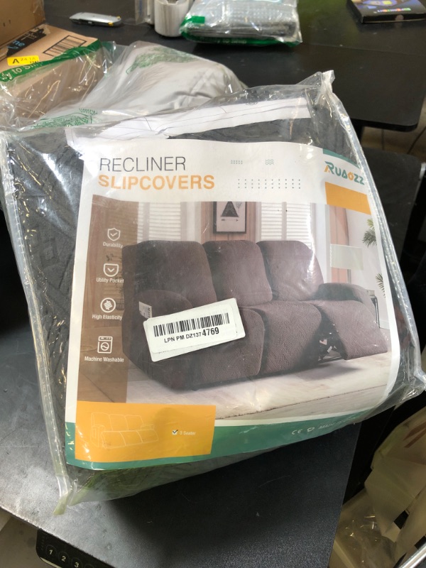 Photo 1 of Ruaozz Recliner Sofa Covers Recliner Chair Covers Couch Covers for Reclining Couches with Pockets Washable Furniture Protector with Elastic Bottom (3 Seater, Dark Gray)