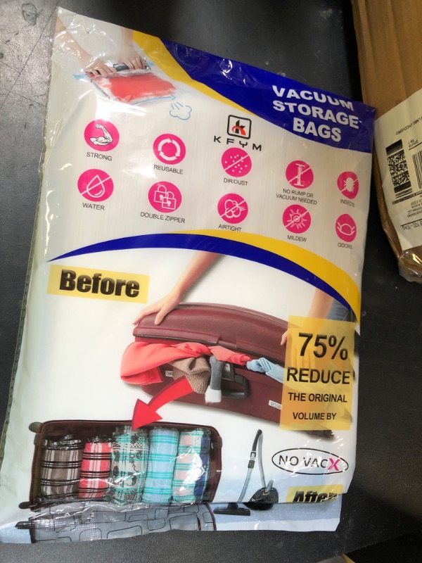 Photo 1 of 10Pack Travel Space Saver Bags (4 x S, 3 x L, 3 xL), Reusable KFYM Vacuum Travel Storage Bag, Saves 75% of Storage Space, Roll-Up Compression, No Need For Vacuum Machine Or Pump
