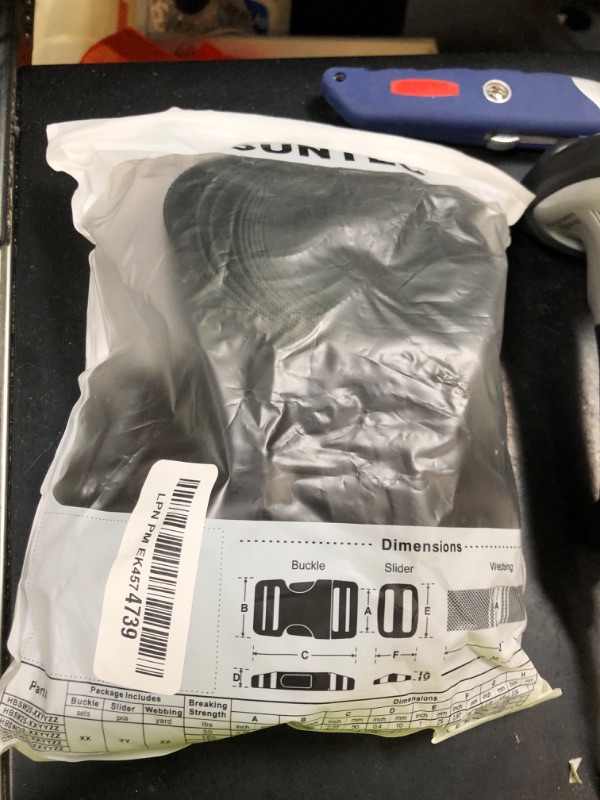 Photo 1 of 1-1/2 inch Straps Buckles Set: 6 yard Nylon Webbing Strap 1.5" Wide, 5 pack Side Release Plastic Buckle, 10 pcs Tri-glide Slide Clip, Heavy Duty Quick Snap Fasteners Dual Adjustable No Sew Required