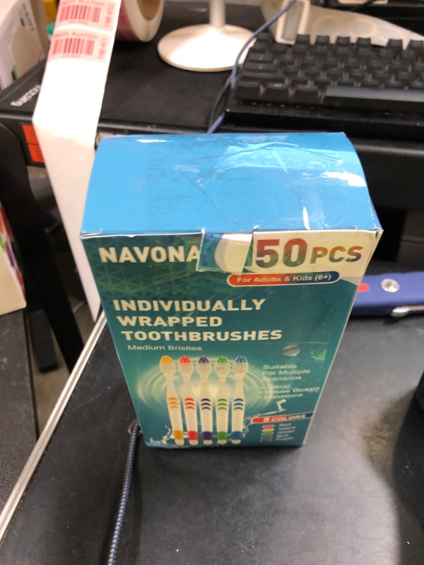 Photo 1 of Navona 50 PCS Premium Individually Wrapped Bulk Toothbrush Pack, Disposable Toothbrushes, Kids Toothbrush, Medium Soft Bristle Toothbrushes, Ergonomics Handle, Perfect for Travel Hotel Donation