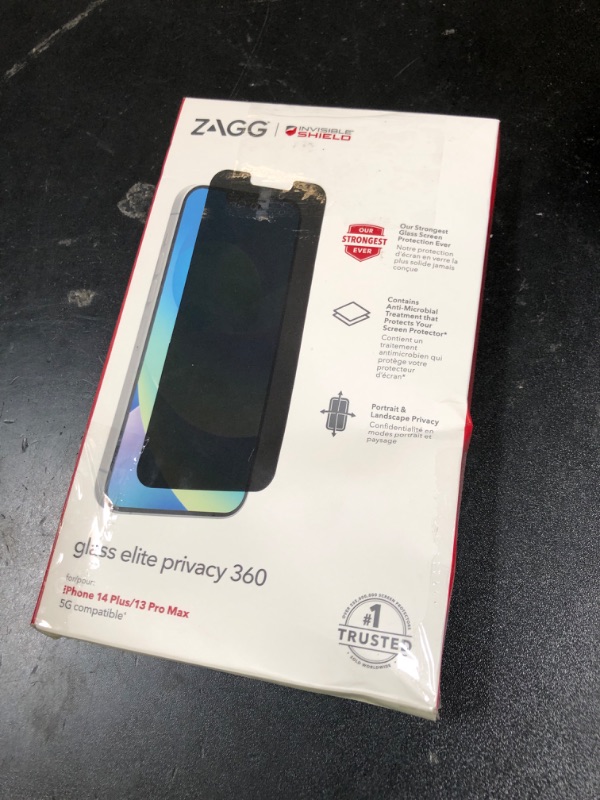 Photo 1 of ZAGG InvisibleShield Glass Elite Privacy 360 Screen Protector for Apple iPhone 14 Plus - Four-Way Privacy Filter, 5X Tougher, Anti-Fingerprint Technology, Easy to Install