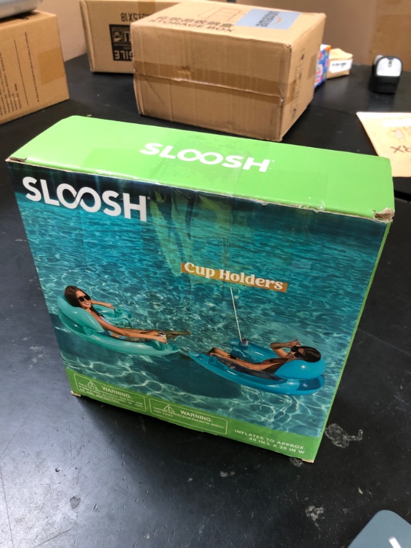 Photo 1 of SLOOSH Inflatable Pool Floats Adult,2 Pack Pool Chairs with Cup Holders,Pure Blow up Floats Chair,Hammock Noodle Mat for Relaxing Summer Water Fun Swimming Party Beach,Blue,Green