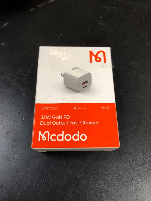 Photo 1 of Mcdodo 33W USB-C Fast Charger - Mini Size Dual USB-C and USB-A GaN Charger Type C Fast Charging Block - Power Adapter for iPhone 14/14 Pro/14 Pro Max/13, iPad Pro, Galaxy 22 (White)