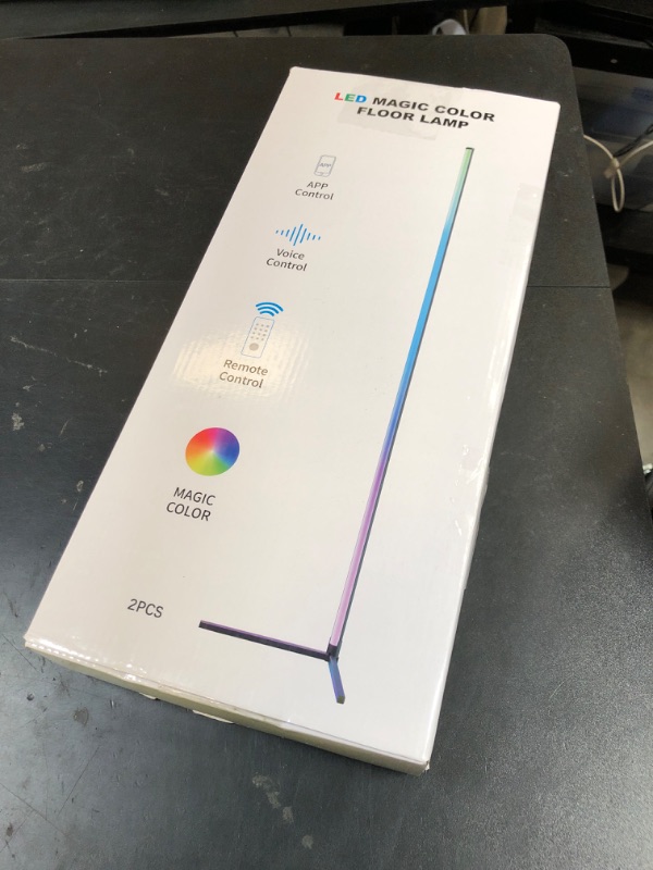 Photo 1 of WISIMMALL 2PCS RGB Corner Floor Lamp, 64.5" RGB Color Changing Mood Light Bluetooth APP and Remote Control Music Sync LED 398 Dimmable Modes Modern Floor Lamp for Living Room, Light Timing