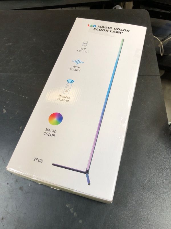 Photo 1 of WISIMMALL 2PCS RGB Corner Floor Lamp, 64.5" RGB Color Changing Mood Light Bluetooth APP and Remote Control Music Sync LED 398 Dimmable Modes Modern Floor Lamp for Living Room, Light Timing