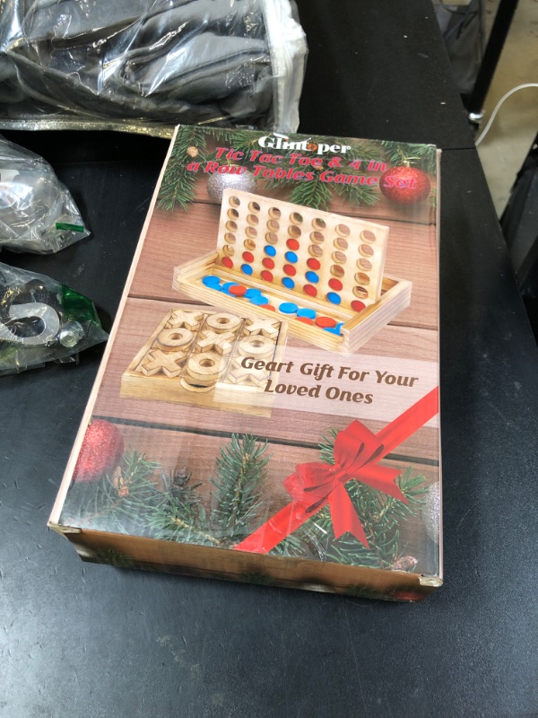 Photo 1 of Glintoper Tic Tac Toe & 4 in a Row Table Games Set - Rustic Decor Wood Strategy Board Games for Families