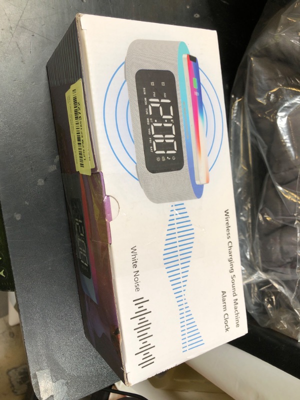 Photo 1 of JALL Fabric Alarm Clock for Bedroom, with Big Led Screen Display, Bluetooth Stereo Sound Speaker, FM Radio, Fast Wireless Charging, USB Charging Port, Nightlight, White Noise, Ideal for Gift, Gray
